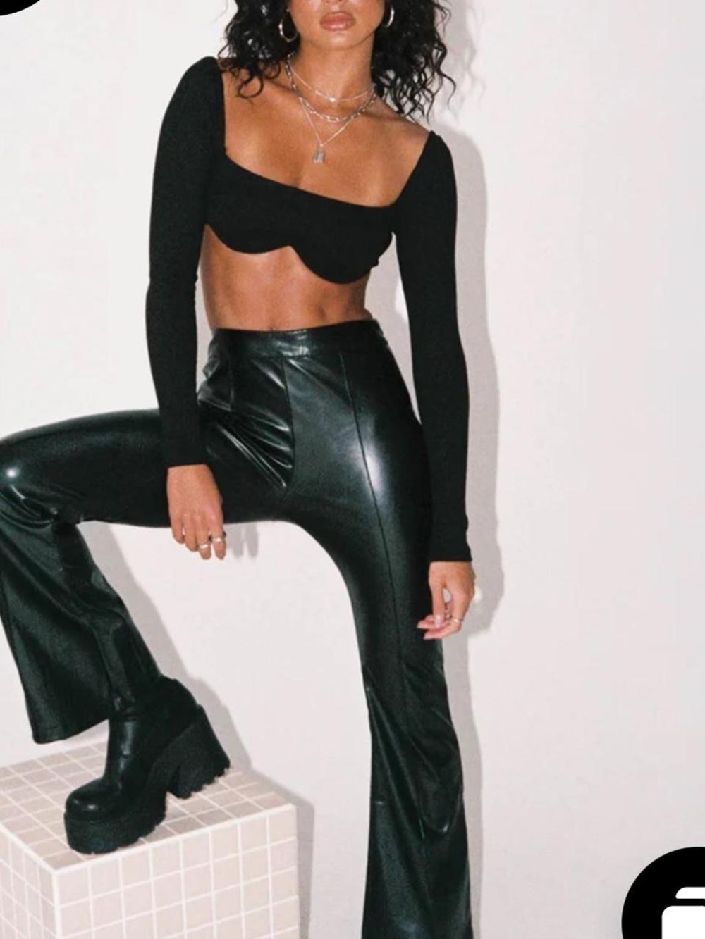 Princess Polly Black Faux Leather High-Waist Pants